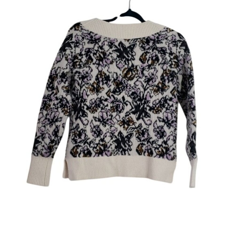 Loft Womens Knit Painterly Floral Pullover Sweater Size XS Boat Neck Boho Garden - Picture 3 of 7